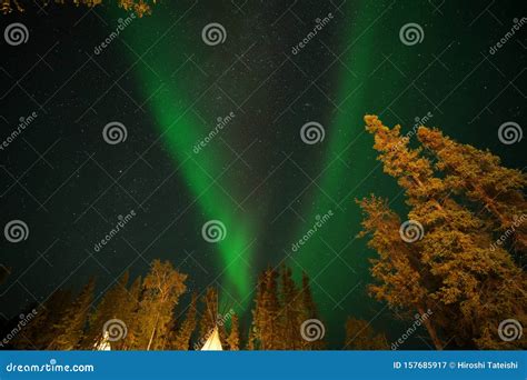 Aurora Borealis or Northern Lights Observed in Yellowknife, Canada, on August, 2019 Stock Image ...