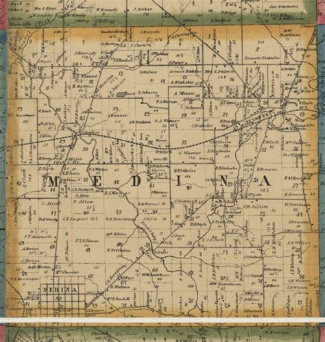 Medina County Ohio 1857 Wall Map Reprint with Homeowner by Oldmap