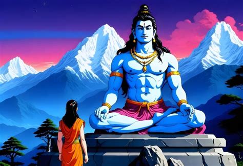 Premium Photo | Lord shiva meditating on kailash mountain