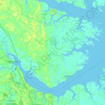 Pamlico County topographic map, elevation, relief