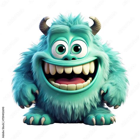 Funny 3d monster cartoon character, isolated on white or transparent ...
