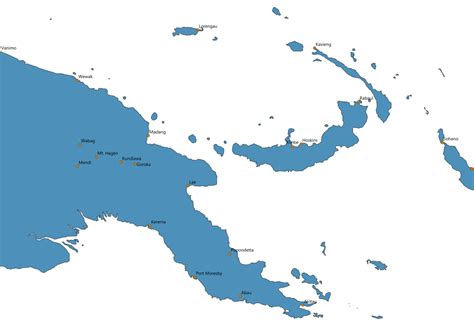 Map of Papua New Guinea With Cities SVG Vector - Cities Map