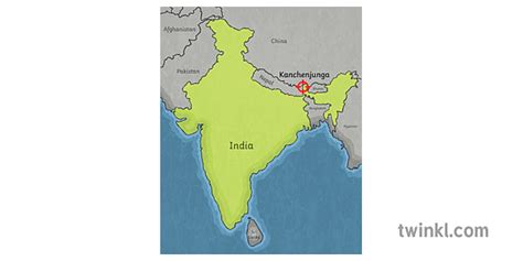 India kaart kanchenjunga esiletõstetud kaart aasta 6 ga on geograafia Aasia