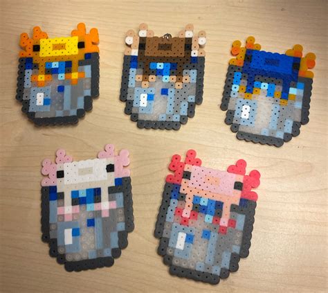 Minecraft Axolotl Perler Beads Earrings Minecraft Axolotl ...