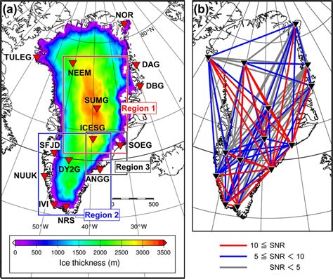 (a) Map showing the thickness of the Greenland Ice Sheet (GrIS) and ...