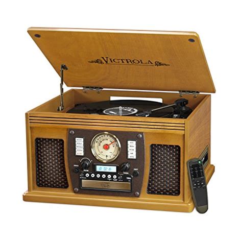 Victrola 8-in-1 Bluetooth Record Player & Multimedia Center, Built-in Stereo Speakers ...