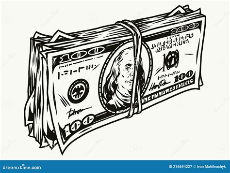 Stack of dollar bills stock vector. Illustration of vintage - 216694227