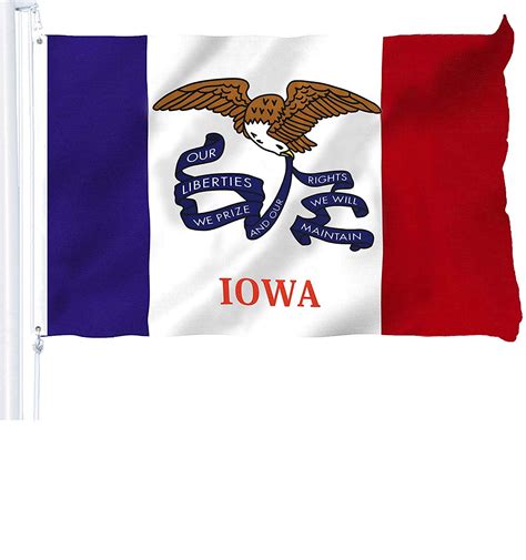 G128 - Iowa State Flag 3x5 ft Printed Brass Grommets 150D Quality Polyester Flag Indoor/Outdoor ...