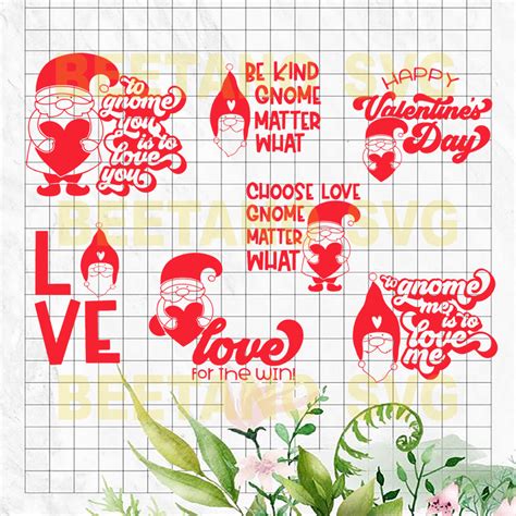 Gnome Happy Valentine's day svg Cutting Files For Cricut, SVG, DXF, EPS ...