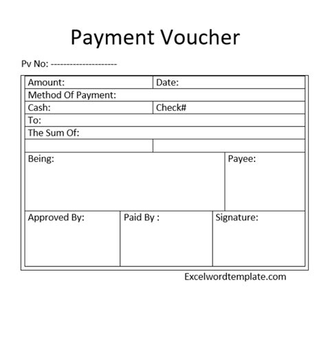 Payment Voucher Template Excel Free Download | PDF Template