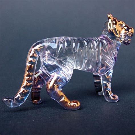 Tiger Figurine Hand Blown Glass Gold Crystal by ProchaskaGallery, $75. ...