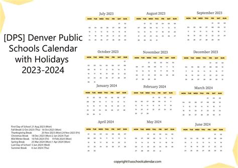 [DPS] Denver Public Schools Calendar with Holidays 2023-2024