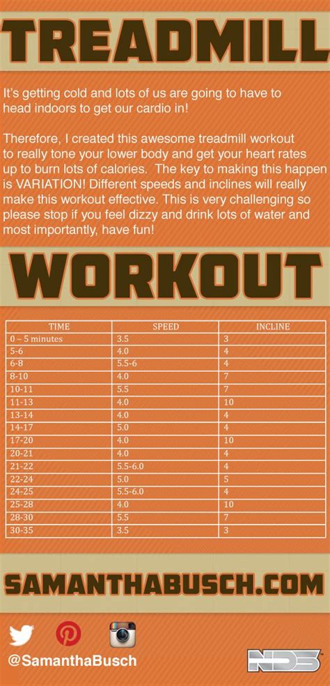 an orange and white poster with the words treadmill workout on it's side