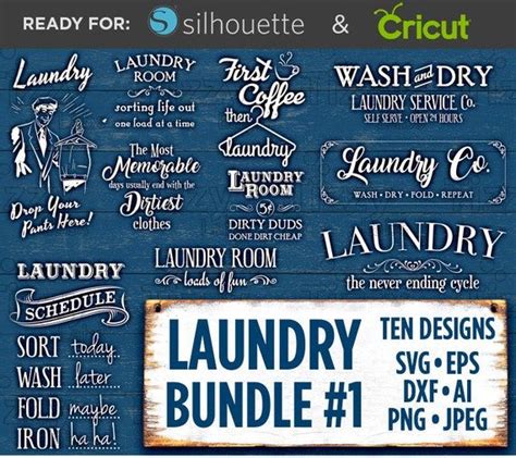 Laundry Room Signs Svg Bundle Set Laundry Room Decor Svg Files for ...