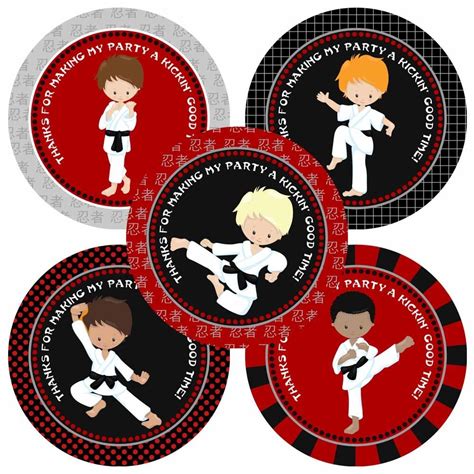 Buy Karate Boy Thank You Sticker Labels - Kids Birthday Martial Art Party Favor Labels - Set of ...