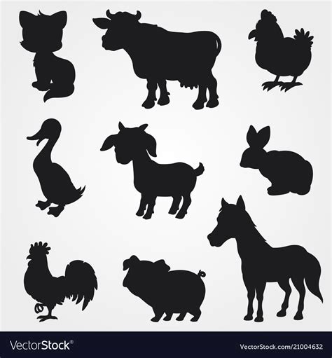 Farm animals silhouettes collection Royalty Free Vector