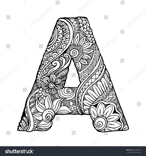 Zentangle Stylized Alphabet Letter Vector Illustration Stock Vector ...