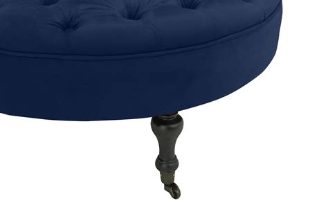 Modern Round Tufted Microfiber Coffee Table w/ Casters, Ottoman w ...