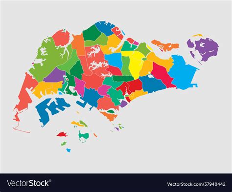 Map singapore divide regions asia country Vector Image