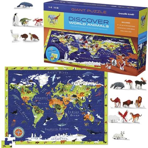 Discover World Animals 100 World Map Puzzle & Play Set