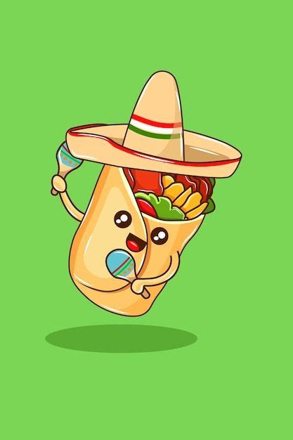 Vector lindo burrito con sombrero y mara... | Premium Vector #Freepik #vector #mexico-comida # ...