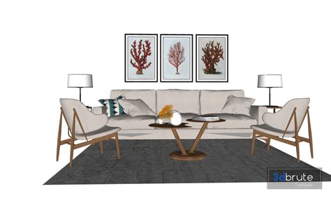 Living Room Sofa Set Sketchup Model - Sofa Set Sketchup 3d Model ...