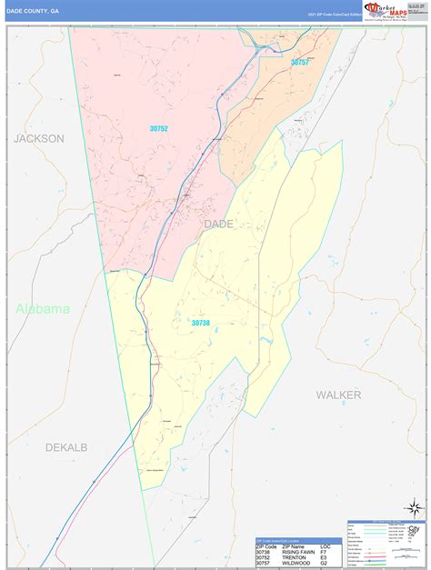 Dade County, GA Wall Map Color Cast Style by MarketMAPS - MapSales