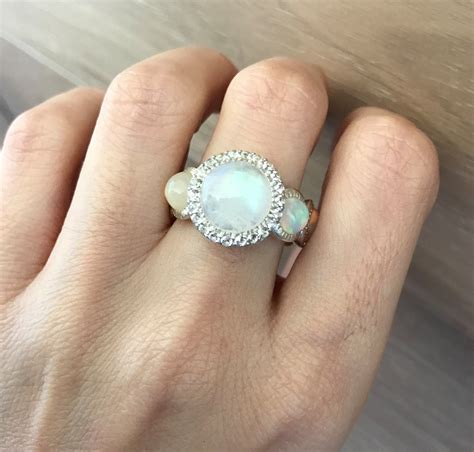 Moonstone Opal Statement Ring- Bohemian Engagement Ring- Welo Opal ...