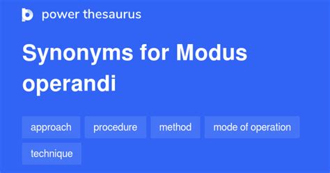 Modus Operandi synonyms - 384 Words and Phrases for Modus Operandi