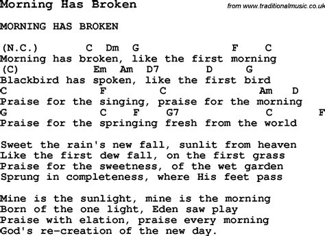 Summer Camp Song, Morning Has Broken, with lyrics and chords for Ukulele, Guitar, Banjo etc.