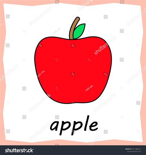 Cartoon Apple Flashcard Worksheet Children Education: เวกเตอร์สต็อก ...