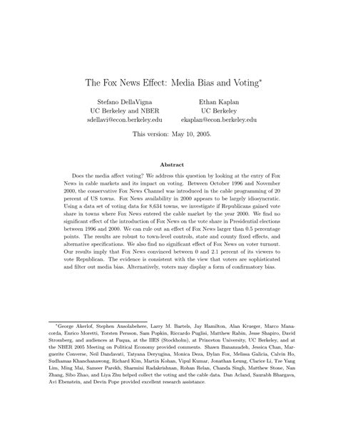 The Fox News Effect: Media Bias and Voting* - DocsLib