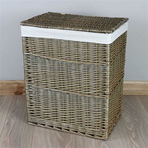 Slim Antique Wash Wicker Laundry Basket - The Basket Company