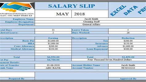 Salary Slip Format In Excel With Formula - miraclebewer