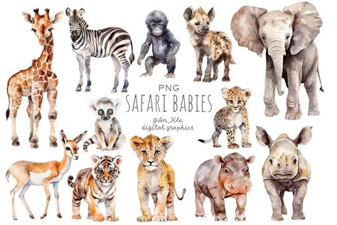 Safari Babies Animals Clipart - Design Cuts