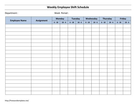 7 Day Weekly Roster Template | HQ Printable Documents