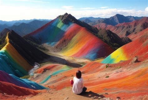 Premium AI Image | view of rainbow mountain