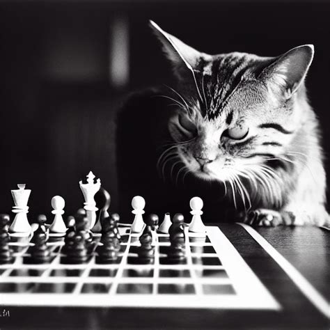 Premium Photo | Cat playing chess