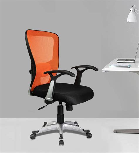 Buy Snug Ergonomic Chair in Orange & Black Colour by Workspace by AZAZO Online - Mid Back ...