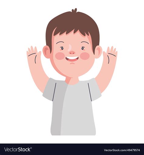 Down syndrome boy cartoon Royalty Free Vector Image