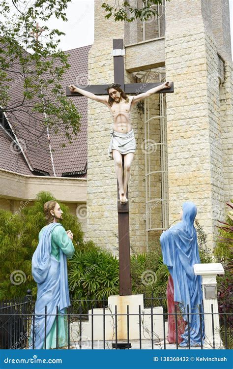 Catholic Church and Jesus Christ on Crucifix. Editorial Photography - Image of close, catholic ...