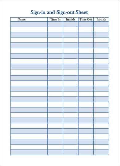 13 Free Sign In Sheet Templates - Word Excel Templates