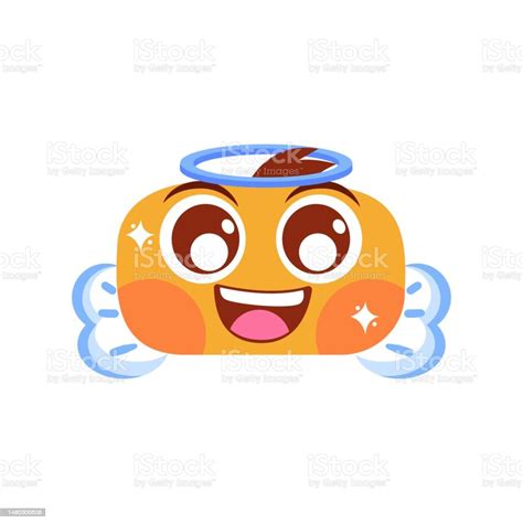 Vector Cartoon Cute Angel With Halo Emoji Isolated Illustration Stock Illustration - Download ...