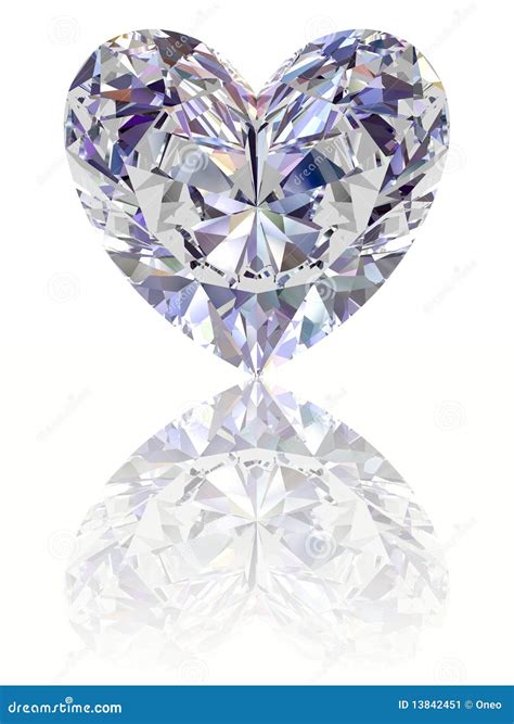 Diamond In Shape Of Heart On Glossy White Backgrou Stock Image - Image: 13842451