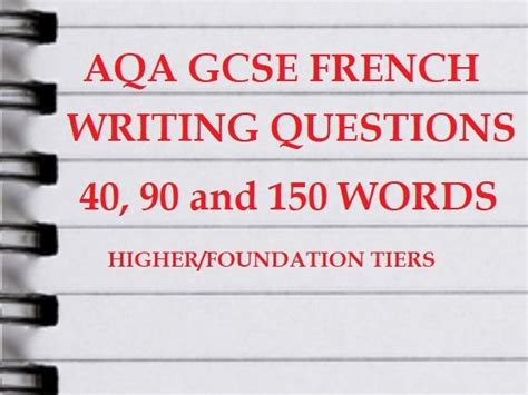 GCSE French AQA Writing questions bank Higher Foundation | Teaching Resources