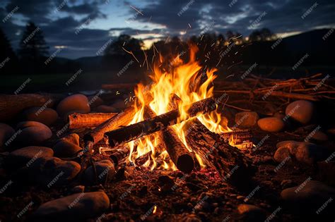 Premium AI Image | The prompt for a stock image of a campfire under a ...