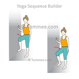 Standing One Leg Raised Pose Wall Hip Hike Exercise (Eka Pada Tadasana ...