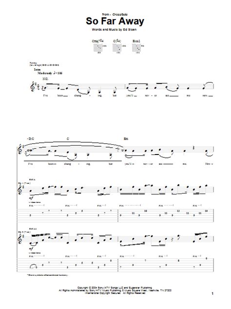 So Far Away Sheet Music | Crossfade | Guitar Tab