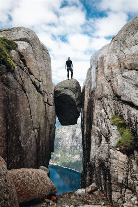 Hiking to the Kjeragbolten Rock in the Kjerag Mountains, Norway