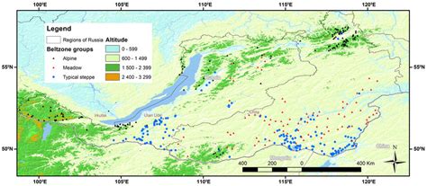 Distribution of the Red Data Book vascular plants from various beltzone ...